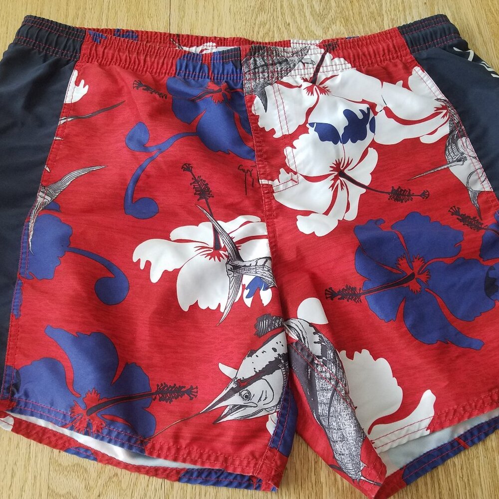 Guy Harvey Men's Size L Backchannel Volley Shorts Swim Trunks Hibiscus Print